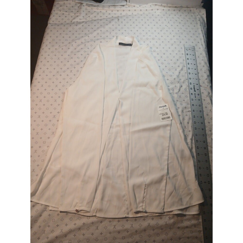 Attention Women's White Button Down Long Sleeve Shirt Size L Large